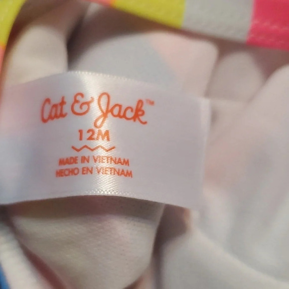 NWT Cat & Jack Baby Girl's Bright Rainbow Stripes 1 PC Swimsuit 12M - Picture 4 of 5